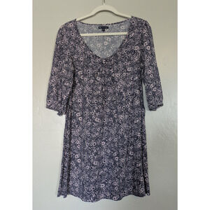 Gap Sheath Dress Womens Size Small Navy/Lavender Floral A-Line Cottagecore Flora
